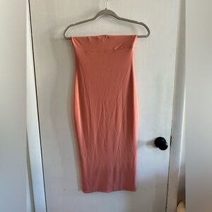 Kittenish Strapless Peach Midi Dress